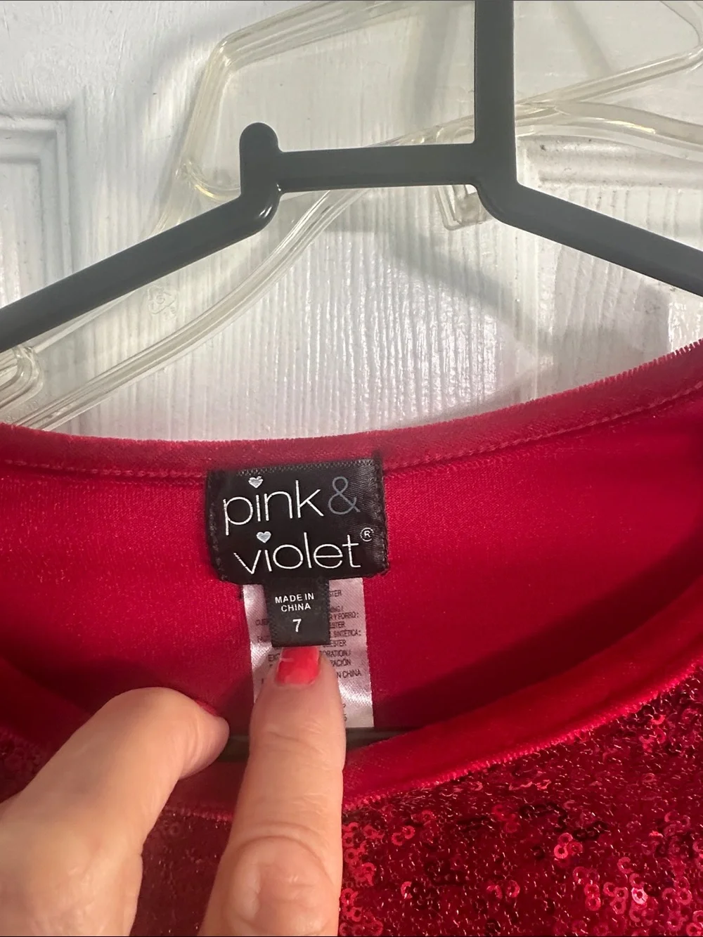 Red Velvet Holiday Dress with faux fur. Size 7